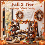 3 Tier Fall Wooden Cupcake Stand with Maple Vines and Swing in Distressed Brown, alternate view 5