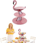 3 Tier Flamingo Cupcake Stand, Cupcake Stand Cardboard - Easy to Assemble& Reusable(Flamingo) in Bird