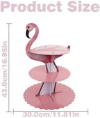 3 Tier Flamingo Cupcake Stand, Cupcake Stand Cardboard - Easy to Assemble& Reusable(Flamingo) in Bird, alternate view 3