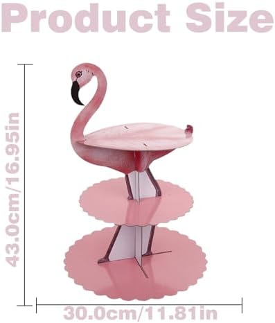 3 Tier Flamingo Cupcake Stand, Cupcake Stand Cardboard - Easy to Assemble& Reusable(Flamingo) in Bird, alternate view 3