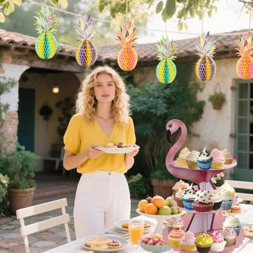 3 Tier Flamingo Cupcake Stand, Cupcake Stand Cardboard - Easy to Assemble& Reusable(Flamingo) in Bird, alternate view 6