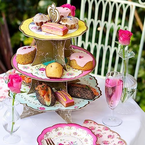 3-Tier Floral Cake Stand for Birthdays, Afternoon Tea Party Birthday, Tea Parties Baby Shower, Wedding Mother's, alternate