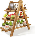 3 Tier Foldable A-Frame Wood Serving Tray, Rustic Farmhouse Tiered Display Stand for Charcuterie, Cheese