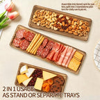 3 Tier Foldable A-Frame Wood Serving Tray, Rustic Farmhouse Tiered Display Stand for Charcuterie, Cheese, alternate view 5
