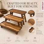 3 Tier Foldable Serving Tray, Acacia Wood Tiered Serving Stand for Parties, Lightweight Wooden Dessert Table, alternate view