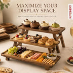3 Tier Foldable Serving Tray, Acacia Wood Tiered Serving Stand for Parties, Lightweight Wooden Dessert Table, alternate view