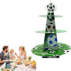 3 Tier Football Cupcake Stand, Soccer Cupcake Stand Cardboard - Easy to Assemble& Reusable(Football) in Football