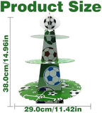 3 Tier Football Cupcake Stand, Soccer Cupcake Stand Cardboard - Easy to Assemble& Reusable(Football) in Football, alternate