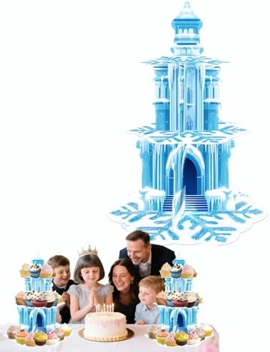 3 Tier Frozen Stand, Cupcake Stand Cardboard - Easy to Assemble& Reusable(Ice Castle) in Ice Castle
