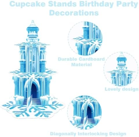 3 Tier Frozen Stand, Cupcake Stand Cardboard - Easy to Assemble& Reusable(Ice Castle) in Ice Castle, alternate view 4