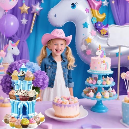 3 Tier Frozen Stand, Cupcake Stand Cardboard - Easy to Assemble& Reusable(Ice Castle) in Ice Castle, alternate view 6