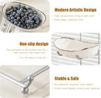 3 Tier Fruit Basket, Ceramic Fruit Bowl for Kitchen Counter 1 in Small in Silver-rimmed, alternate view 5