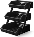 3-Tier Fruit Basket for Kitchen Counter, Black, Self-assembly in Black