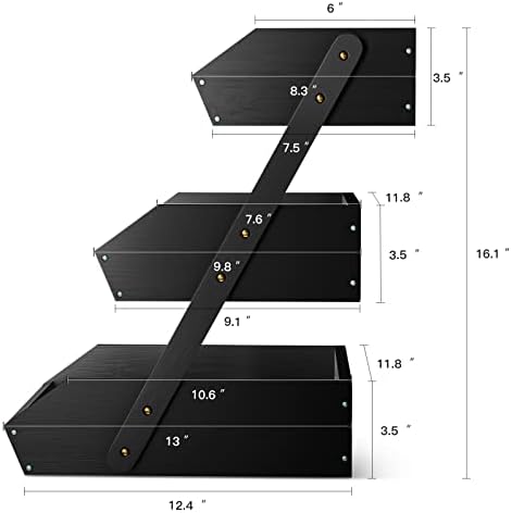 3-Tier Fruit Basket for Kitchen Counter, Black, Self-assembly in Black, alternate view 3