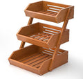 3-Tier Fruit Basket for Kitchen Counter, Brown, Self-assembly in Brown