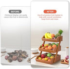 3-Tier Fruit Basket for Kitchen Counter, Brown, Self-assembly in Brown, alternate view 3