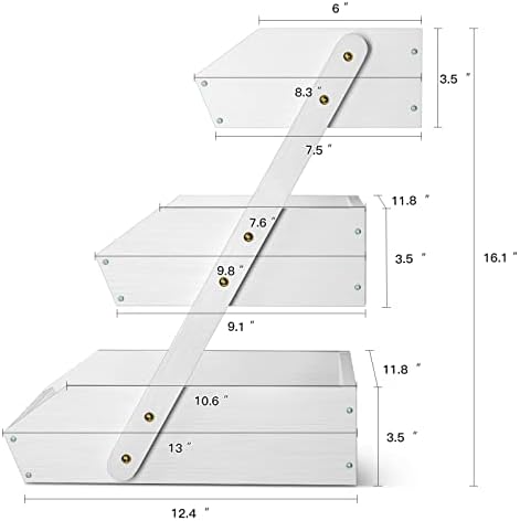 3-Tier Fruit Basket for Kitchen Counter, White, Self-assembly in White, alternate view 3