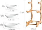 3 Tier Fruit Bowl Ceramic with Wooden Stand Fruit Bowl for Kitchen Counter for Storage Vegetable Fruit Cup Cake, alternate