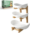 3 Tier Fruit Bowl for Kitchen Counter (PLUS edition) / Ceramic Serving Bowls with Bamboo Stand/Big Size Tiered