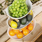 3 Tier Fruit Bowl for Kitchen Counter (PLUS edition) / Ceramic Serving Bowls with Bamboo Stand/Big Size Tiered, alternate