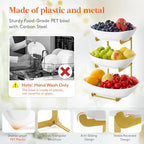 3 Tier Fruit Bowl for Kitchen Counter, Tiered Plastic Serving Tray in Standard(3 Tier) in Gold, alternate view 5