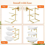 3 Tier Fruit Bowl for Kitchen Counter, Tiered Plastic Serving Tray in Standard(3 Tier) in Gold, alternate view 6