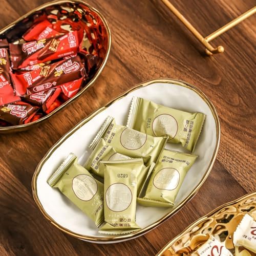 3-Tier Fruit Bowls for Kitchen Counter, Ceramic Bowl with Gold Metal Stand,3 Tier Fruit Basket for Fruit, Snack, alternate