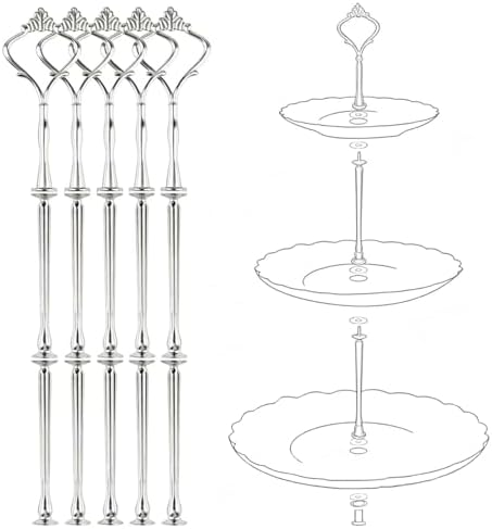3 Tier Fruit Cake Stand Hardware 5 Set Crown Tiered Tray Hardware Kits Dessert Stand Holder (Plate not Included