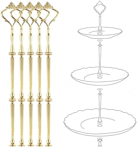 3 Tier Fruit Cake Stand Hardware 5 Set Crown Tiered Tray Hardware Kits Dessert Stand Holder (Plate not Included