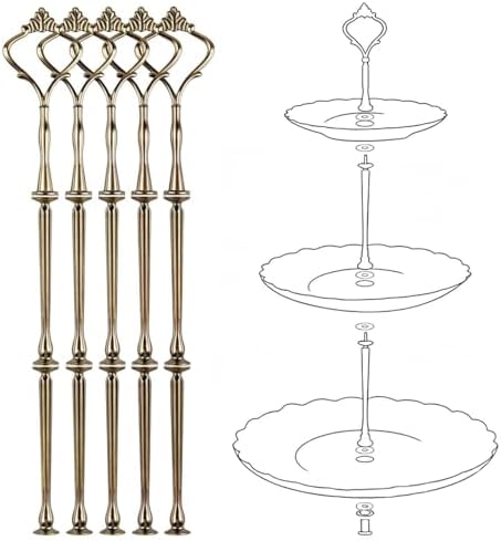 3 Tier Fruit Cake Stand Hardware 5 Set Crown Tiered Tray Hardware Kits Dessert Stand Holder (Plate not Included)