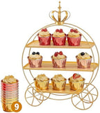 3-Tier Gold Cupcake Stand for Weddings & Parties - Tiered Serving Tray Crown Dessert Table Display Stand Holder