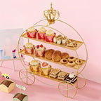 3-Tier Gold Cupcake Stand for Weddings & Parties - Tiered Serving Tray Crown Dessert Table Display Stand Holder, alternate