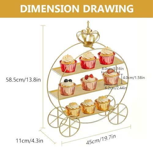 3-Tier Gold Cupcake Stand for Weddings & Parties - Tiered Serving Tray Crown Dessert Table Display Stand Holder, alternate