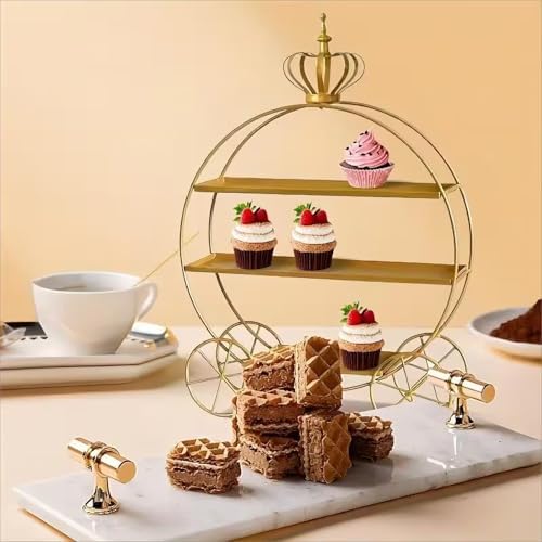 3-Tier Gold Cupcake Stand for Weddings & Parties - Tiered Serving Tray Crown Dessert Table Display Stand Holder, alternate