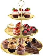 3 Tier Gold Cupcake Stand Stainless Steel Dessert Display Rack with Removable Tiered Tray for Parties, Weddings