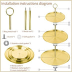 3 Tier Gold Cupcake Stand Stainless Steel Dessert Display Rack with Removable Tiered Tray for Parties, Weddings, alternate