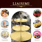 3 Tier Gold Cupcake Stand Stainless Steel Dessert Display Rack with Removable Tiered Tray for Parties, Weddings, alternate