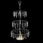 3-Tier Gold Cupcake Stand with Crystals - 2ft Tall Acrylic and Metal Dessert Display Tower in 3-tier With, alternate view 4