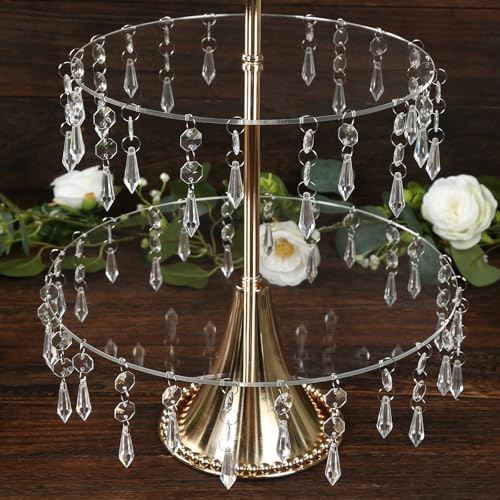 3-Tier Gold Cupcake Stand with Crystals - 2ft Tall Acrylic and Metal Dessert Display Tower in 3-tier With, alternate view 5
