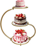 3-Tier Gold Iron Cake Stand, Vintage Dessert Serving Tray Holder Cupcake Pastry Fruit Display Rack for Wedding