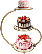 3-Tier Gold Iron Cake Stand, Vintage Dessert Serving Tray Holder Cupcake Pastry Fruit Display Rack for Wedding