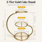 3-Tier Gold Iron Cake Stand, Vintage Dessert Serving Tray Holder Cupcake Pastry Fruit Display Rack for Wedding, alternate