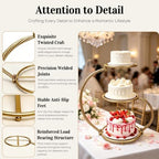 3-Tier Gold Iron Cake Stand, Vintage Dessert Serving Tray Holder Cupcake Pastry Fruit Display Rack for Wedding, alternate