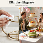 3-Tier Gold Iron Cake Stand, Vintage Dessert Serving Tray Holder Cupcake Pastry Fruit Display Rack for Wedding, alternate