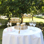 3-Tier Gold Metal Rotating Cupcake Dessert Display Stand With Clear Acrylic Round Plates, Hollow Lace Design, alternate view