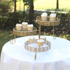 3-Tier Gold Metal Rotating Cupcake Dessert Display Stand With Clear Acrylic Round Plates, Hollow Lace Design, alternate view