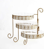 3-Tier Gold Metal Rotating Cupcake Dessert Display Stand With Clear Acrylic Round Plates, Hollow Lace Design, alternate view