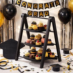 3 Tier Graduation Cap Serving Trays Wooden Platters 13'' 11'' 9'' Plate Board Reusable Plate Congrats Grad Party, alternate
