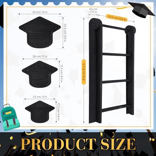 3 Tier Graduation Cap Serving Trays Wooden Platters 13'' 11'' 9'' Plate Board Reusable Plate Congrats Grad Party, alternate