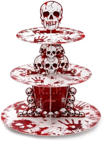 3-Tier Halloween Bloody Cupcake Stand Party Decorations in Blood